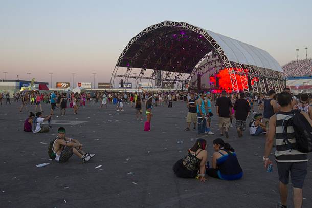 As the sun rises, the final night of the 2014 Electric Daisy Carnival (EDC) comes to a close at the Las Vegas Motor Speedway Sunday, June 22, 2014.