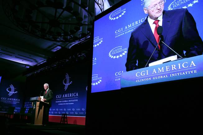 Former President Bill Clinton speaks during a session of the annual gathering of the Clinton Global Initiative America, at the Sheraton Downtown, in Denver, Tuesday, June 24, 2014.