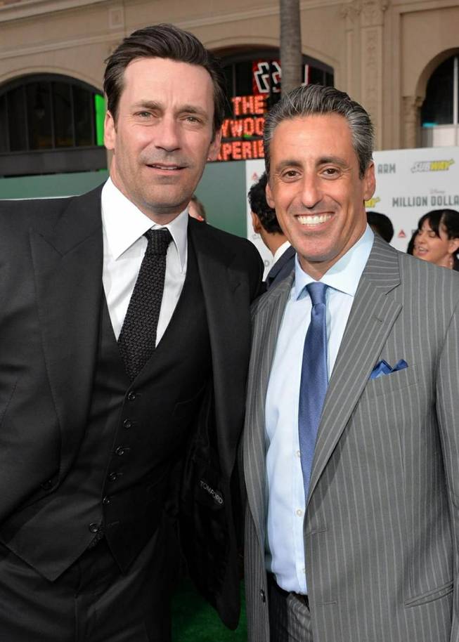 Actor Jon Hamm and sports agent J.B. Bernstein. Hamm stars as Bernstein in Disney’s “Million Dollar Arm.”