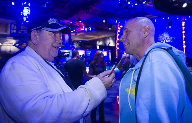 Robin Leach interviews Cirque du Soleil founder Guy Laliberte before the Big One for One Drop, a $1 million buy-in No-Limit Hold’em charity poker tournament Sunday, June 26, 2014, at the Rio.
