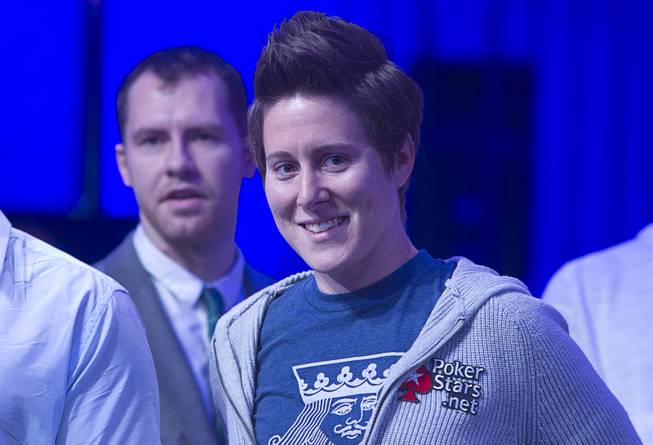 Vanessa Selbst waits for the start of the Big One for One Drop, a $1,000,000 buy-in No-Limit Hold'em charity poker tournament, at the Rio Sunday, June 26, 2014. The $1 million buy-in is the largest ever for a poker event. Proceeds support One Drop projects in countries experiencing serious difficulties caused by inadequate access to water.