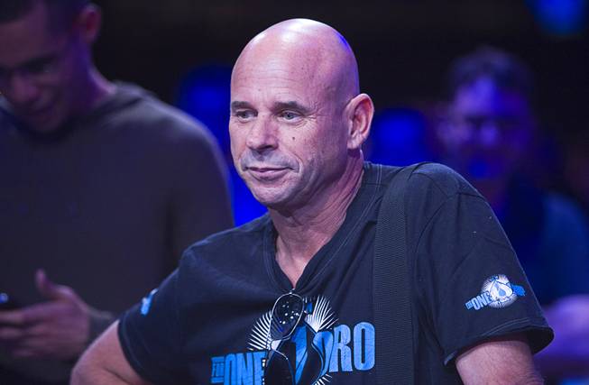 Cirque du Soleil founder Guy Laliberte waits for the start of the Big One for One Drop, a $1 million buy-in No-Limit Hold’em charity poker tournament Sunday, June 26, 2014, at the Rio.