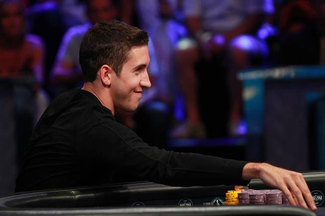 Daniel Colman makes a bet during the final table of the Big One For One Drop tournament at the World Series of Poker Tuesday, July 1, 2014 at the Rio. Colman took home first place and $15,306,668 in prize money.