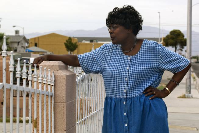 Katherine Duncan, president of the Ward 5 Chamber of Commerce, stands Wednesday, July 9, 2014, outside the Harrison House, owned by the chamber. The home is where black entertainers and others stayed when Jim Crow-like laws ruled Las Vegas. Now the city is adding it to the Las Vegas Historic Property Register.