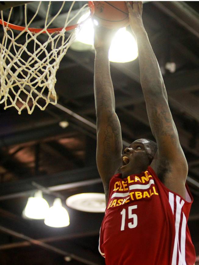 Cleveland forward Anthony Bennett dunks during the Cavaliers NBA Summer League game against the Milwaukee Bucks Friday, July 11, 2014 at the Cox Pavilion.