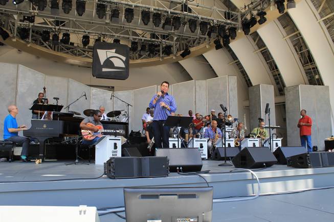 Clint Holmes and friends rehearse for “To Ella With Love” at the Hollywood Bowl on Wednesday, July 9, 2014, in Los Angeles.

