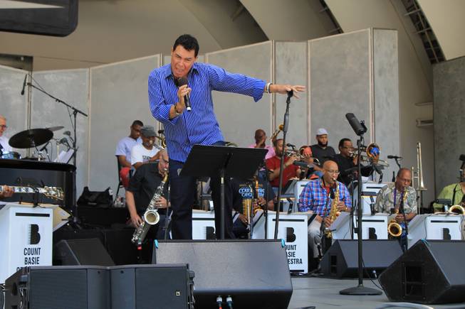 Clint Holmes and friends rehearse for “To Ella With Love” at the Hollywood Bowl on Wednesday, July 9, 2014, in Los Angeles.

