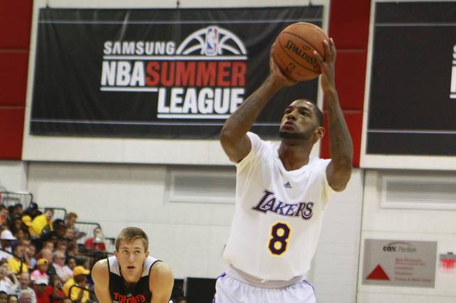 Los Angeles forward Roscoe Smith shoots a free throw during their NBA Summer League game against Toronto Friday, July 11, 2014 at Cox Pavilion.