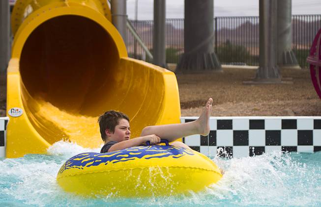Gunner Gatlin, 13, comes out from a ride at the Cowbunga Bay water park in Henderson Monday, July 14, 2014. The new water park opened on July 4. STEVE MARCUS
