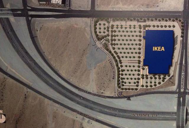 An aerial look at Ikea's new store planned for Sunset Road and Durango Drive near the 215 Beltway.