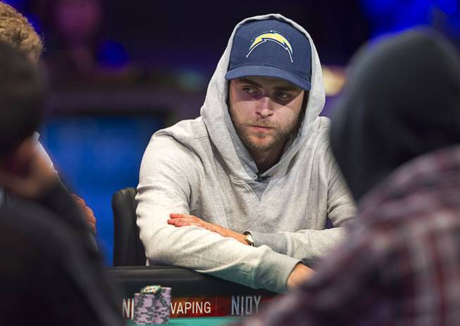 Felix Stephensen competes during the World Series of Poker $10,000 buy-in No-limit Texas Hold 'em main event at the Rio Monday, July 14, 2014. Stephensen made it to the final table.
