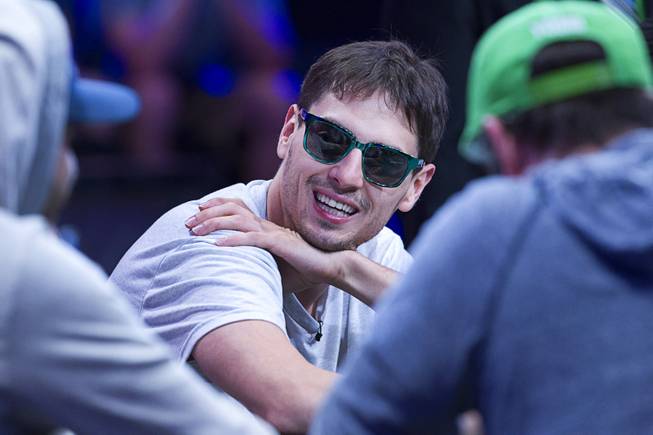 Mark Newhouse, the ninth-place finisher in 2013, competes during the World Series of Poker $10,000 buy-in No-limit Texas Hold 'em main event at the Rio, July 14, 2014. Newhouse, originally from Chapel Hill, N.C., made it to the final table.