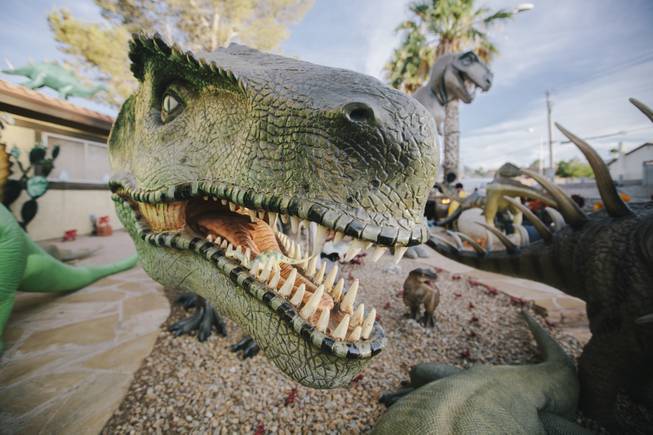 Pete the dinosaur at Shang-Gri La Prehistoric Park in Las Vegas, Nev on July 12, 2014.