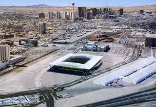 Rendering of the proposed MLS stadium in downtown Las Vegas.