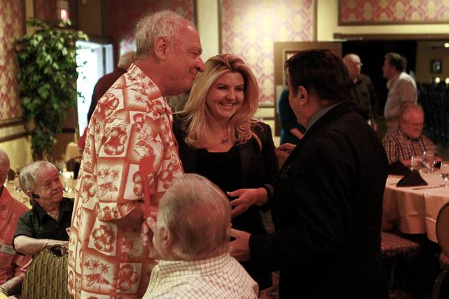 Michelle Fiore talks with attendees of the Fiore Club luncheon May 8, 2014 at the Italian American Social Club.