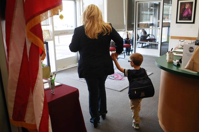 Michelle Fiore picks her grandson Jake Willis up from preschool May 8, 2014.