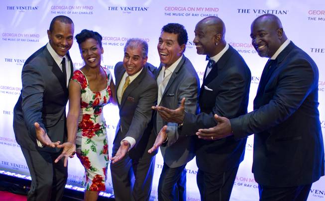 Take 6 members, Nnenna Freelon, John Caperella and Clint Holmes have fun on the red carpet as The Venetian Las Vegas announces the engagement of "Georgia On My Mind: The Music of Ray Charles" on Tuesday, July 22, 2014.