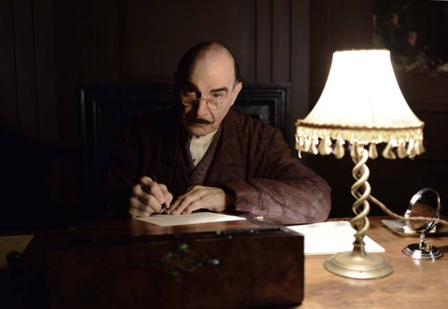 This photo provided by ITV/Acorn TV shows David Suchet as Hercule Poirot in Agatha Christie’s "Poirot: Curtain, Poirot’s Last Case," premiering exclusively on Acorn TV. Suchet returns as private detective Hercule Poirot in two episodes airing starting Sunday, July 27, 2014, on PBS and streaming on Acorn TV along with three additional new episodes.