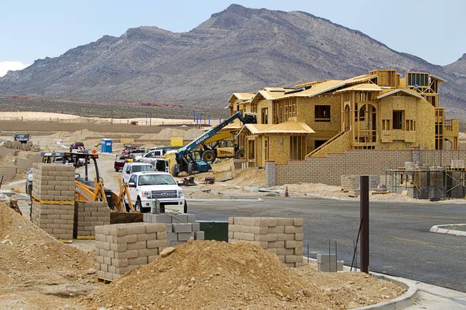 A view of new home construction in Summerlin Wednesday, July 30, 2014.