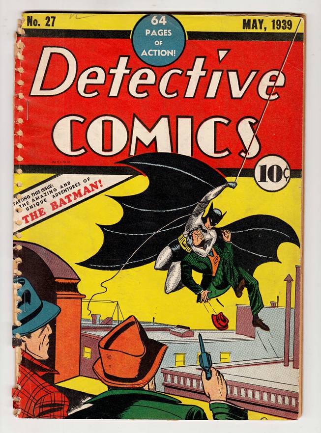 This undated image provided by ComicConnect.com shows a May 1939 copy of Detective Comics, which featured one of the earliest appearances of Batman. The comic is being auctioned online along with a nearly mint copy of the first Incredible Hulk comic book and a 1942 Archie comic book, Archie No. 1, which marked the first time the red-headed character appeared in his own magazine.