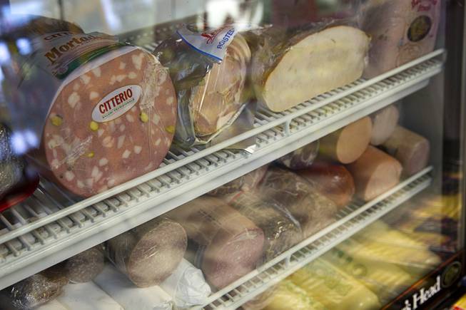 Deli meats are shown in a display case at Cugino's Italian Deli and Pizzeria, 4550 S Maryland Parkway, Sunday, Aug. 3, 2014.