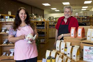 Owners Cheryl and Richard Sheffield pose at Sheffield Spice & Tea Co., 9875 S. Eastern Ave., Monday Aug. 4, 2014.