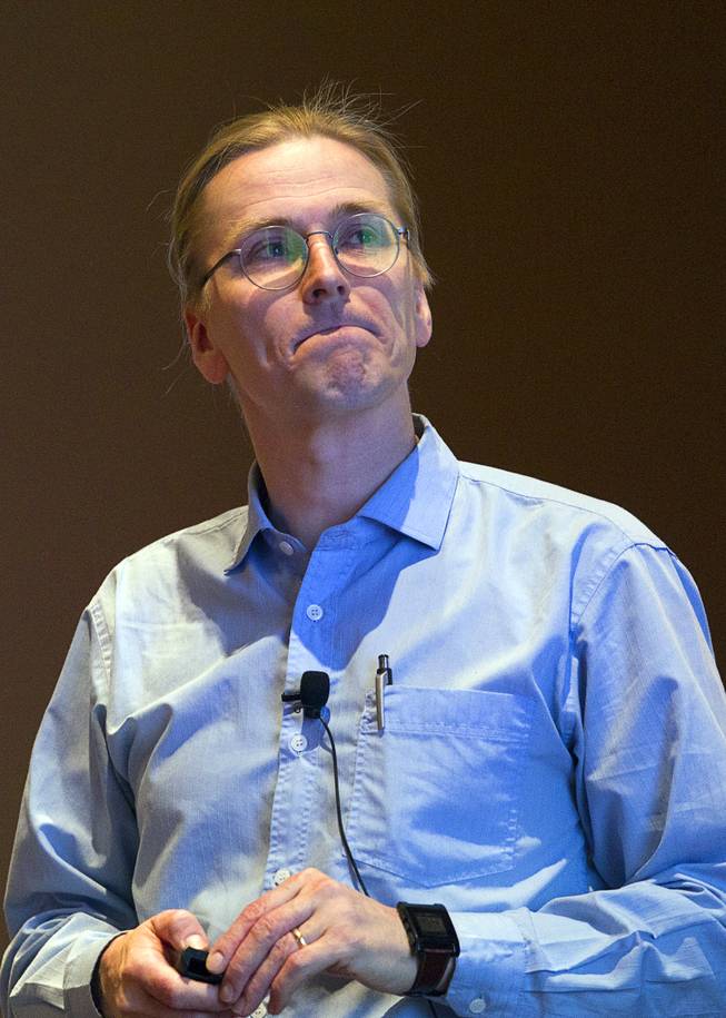 Computer security expert Mikko Hypponen of Finland speaks on "Governments As Malware Authors: The Next Generation" during a briefing at the Black Hat USA 2014 hacker conference at the Mandalay Bay Convention Center Aug. 6, 2014.
