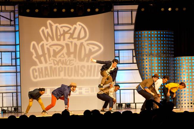 Jukebox Crew of Portugal performs during the preliminary round of the World Hip-Hop Dance Championships at Red Rock Resort, Las Vegas, Wed Aug. 6, 2014.