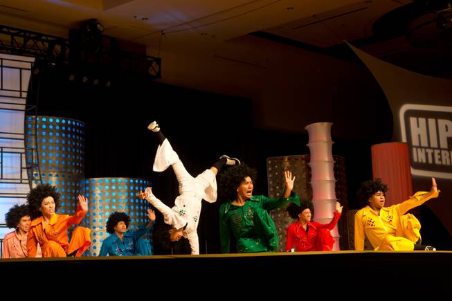 Malaysian dance crew Katoon Network performs during the preliminary round of the World Hip-Hop Dance Championships at Red Rock Resort, Las Vegas, Wed Aug. 6, 2014.