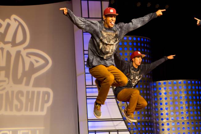 German dance crew Juvenile Maze performs during the preliminary round of the World Hip-Hop Dance Championships at Red Rock Resort, Las Vegas, Wed Aug. 6, 2014.
