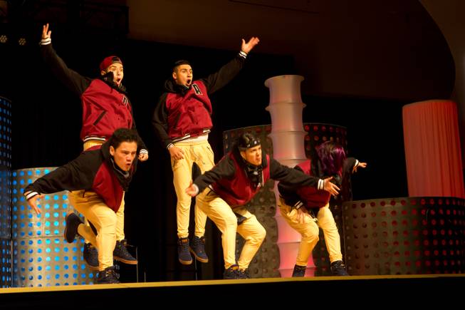 Newschool Airforce Crew of El Salvador performs during the preliminary round of the World Hip-Hop Dance Championships at Red Rock Resort, Las Vegas, Wed Aug. 6, 2014.