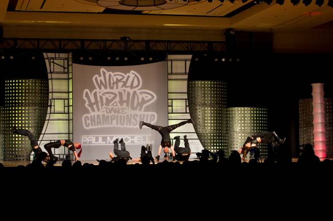 No Escape of Netherlands performs during the preliminary round of the World Hip-Hop Dance Championships at Red Rock Resort, Las Vegas, Wed Aug. 6, 2014.