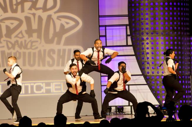 3rd Street Beat of Canada performs during the preliminary round of the World Hip-Hop Dance Championships at Red Rock Resort, Las Vegas, Wed Aug. 6, 2014.