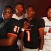 From left, Chaparral High School football players Eric Liggins, Richard Nelson, Jerome Williamson and Richard Hernandez on July 21, 2014.