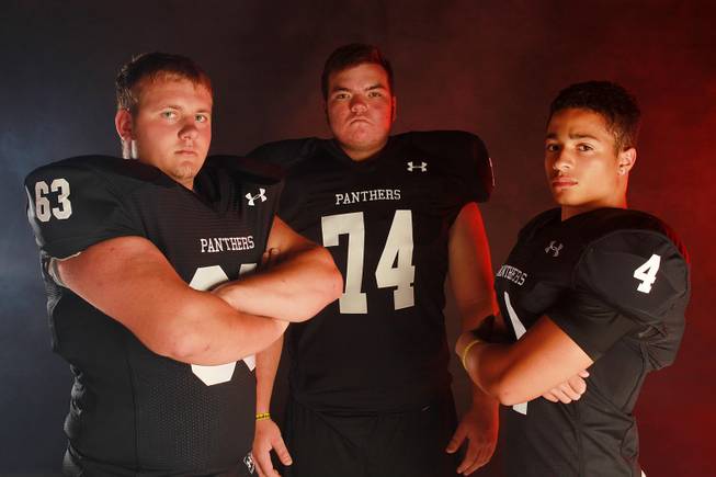 From left, Palo Verde High School football  players Joey Laurita, Daniel Heller and Darrion Finn July 21, 2014.