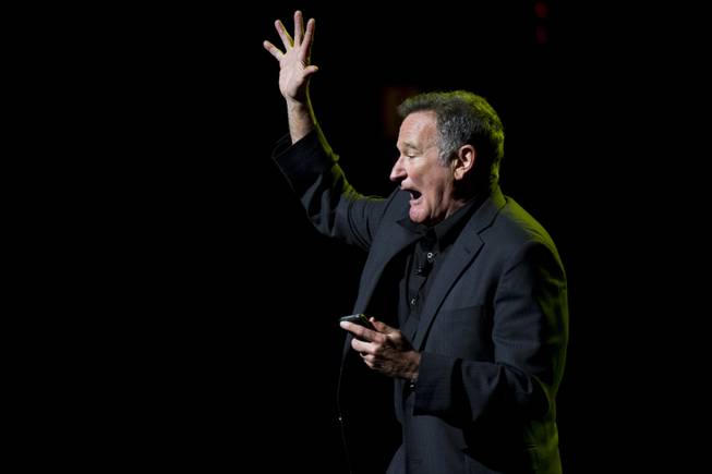 Robin Williams performs at the 6th Annual Stand Up for Heroes benefit concert for injured service members and veterans Thursday, Nov. 8, 2012, in New York.
