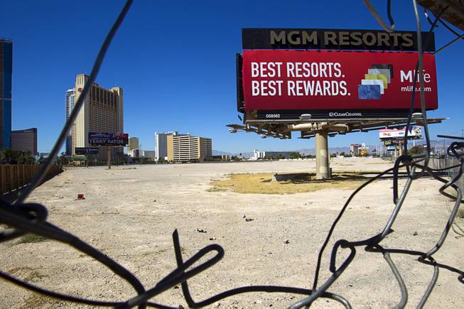 A view of vacant land on the southwest corner of Sahara Avenue and Las Vegas Boulevard South Aug. 7, 2014. Rock in Rio is partnering with MGM Resorts and Cirque du Soleil to build a multi-stage “City of Rock,” capable of holding 80,000 people on the site. 