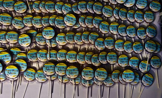A pile of Paper Plane Palooza cookie pops awaits the participants following the competition at McCarran International Airport on Tuesday, August 12, 2014.