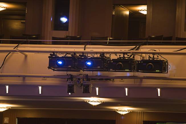 Projectors are shown in the back of Reynolds Hall during a backstage tour of "Ghost The Musical" at the Smith Center for the Performing Arts Wednesday Aug. 13, 2014. The musical runs through Sunday, Aug. 17.
