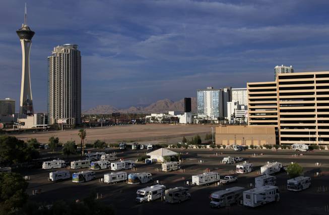 Located on a corner of the Circus Circus parking lot, the KOA campground represents one of the most bizarre accommodations in Las Vegas, offering wayfarers a place to park their road-weary RVs within walking distance of a galaxy of gambling temples and a nonstop street scene.