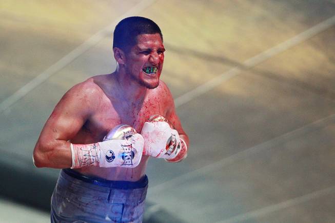 Javier Garcia celebrates his fifth round TKO of Darnell Jiles during their fight on the inaugural card of Big Knockout Boxing Saturday, Aug. 16, 2014 at the Mandalay Bay Events Center.