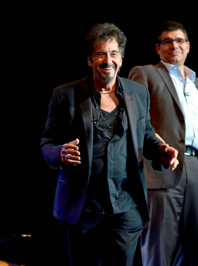 Al Pacino and host John Katsilometes of the Las Vegas Sun on Saturday, Aug. 16, 2014, at the Mirage.