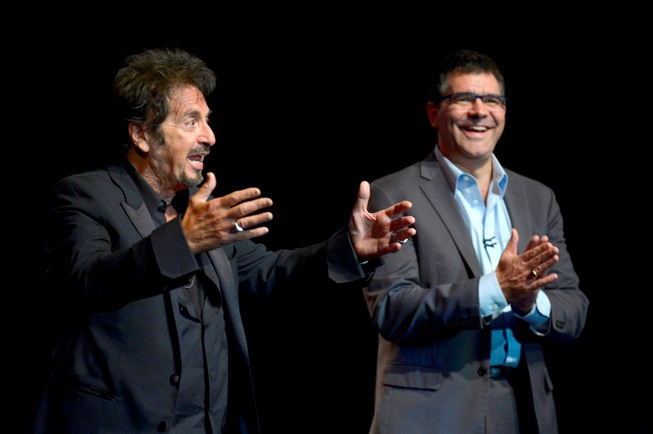 Al Pacino and host John Katsilometes of the Las Vegas ...