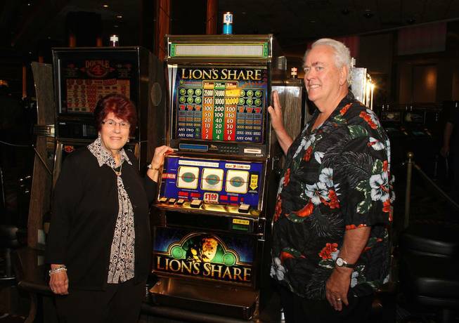 Linda and Walter Misco of Chester, N.H., won the $2.4 million jackpot from the legendary Lion’s Share slot machine at MGM Grand on Friday, Aug. 22, 2014, on the Strip. The jackpot had not been won in 20 years.