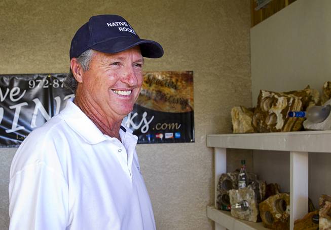 Larry Turner, co-owner of Native Wine Rocks, is shown at his workshop Tuesday, August 26, 2014. The business takes natural stone from the Southwest and Pacific Northwest and creates functional art.