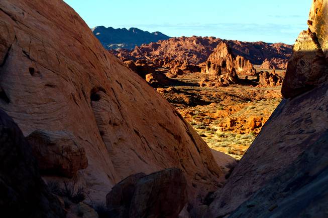 A primitive area within the Valley of Fire State Park catches a late-day sun on Saturday, February 1, 2014.