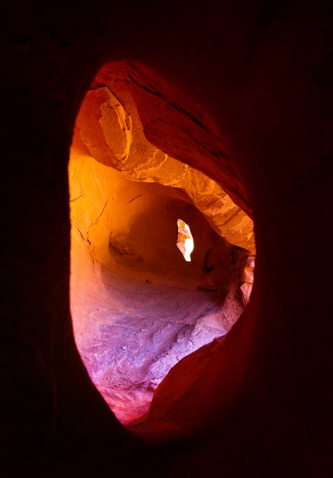 Valley of Fire State Park features numerous rock caves form over millennia by rain and wind erosion on Saturday, February 1, 2014.