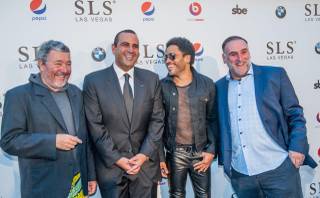 Philippe Starck, Sam Nazarian, Lenny Kravitz and Jose Andres at the grand opening of SLS Las Vegas on Friday, Aug. 22, 2014, on the Strip.