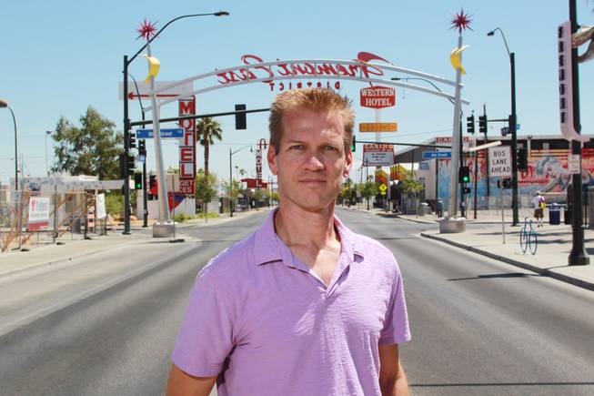 Mike Olsen is seen Wednesday, Aug. 27, 2014, near where the criterium start/finish line will be located during Las Vegas Pedal PaLooza.