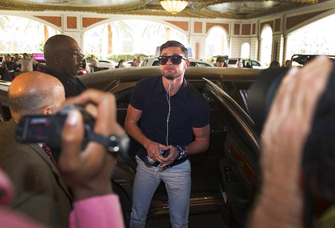 Boxer Chris Algieri of Huntington, N.Y. arrives at the Venetian Saturday, Aug. 30, 2014. Algieri and Manny Pacquiao of the Philippines are on day six of an international tour promoting their WBO welterweight title fight in Macau, China on November 22, 2014.